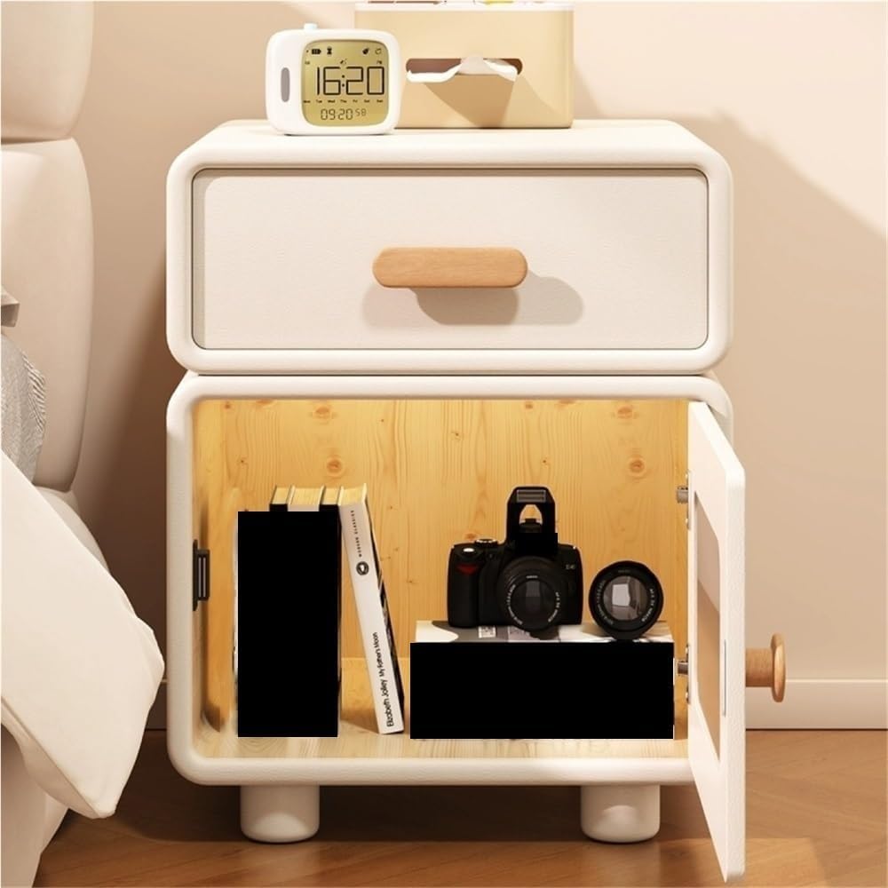 🛏️ Elegant 2-Drawer Leather Bedside Table – Stylish Storage for Your Bedroom ✨