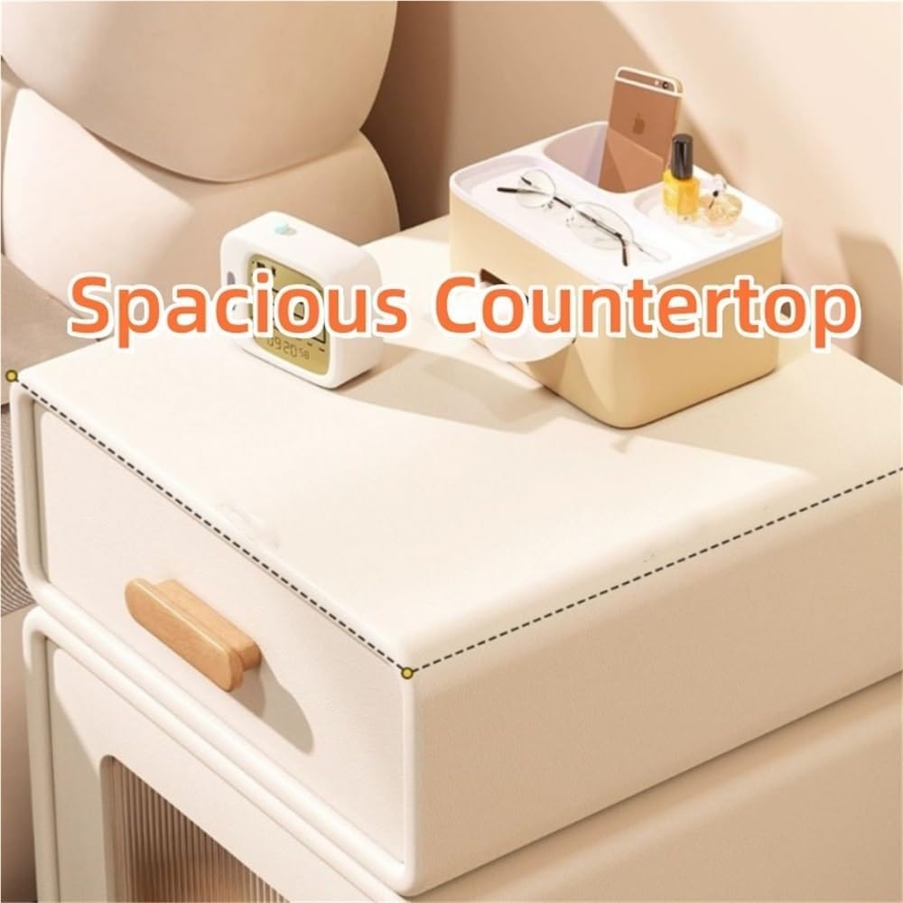 🛏️ Elegant 2-Drawer Leather Bedside Table – Stylish Storage for Your Bedroom ✨
