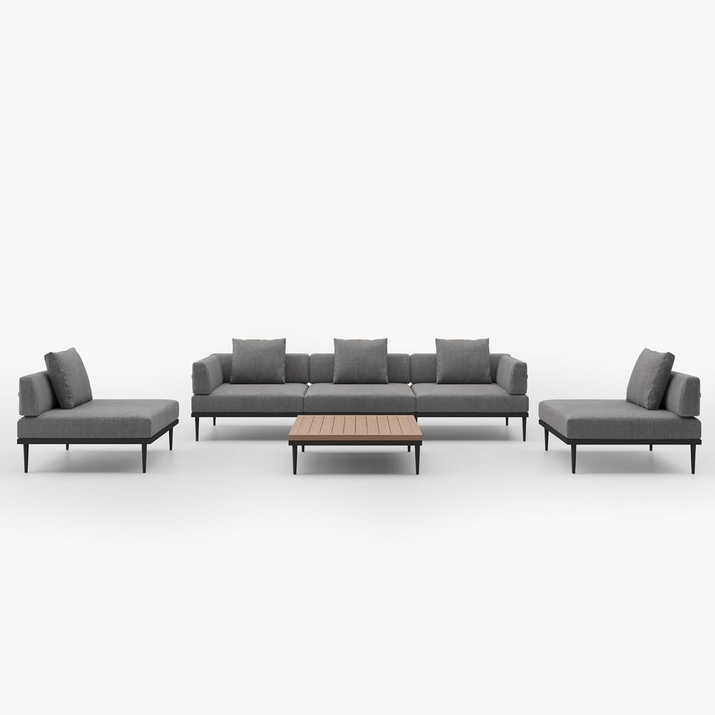 Outdoor L-Shaped Sectional Sofa Set 🌿☀️ | All-Weather Aluminum Patio Furniture for Backyard & Garden Relaxation 🛋️