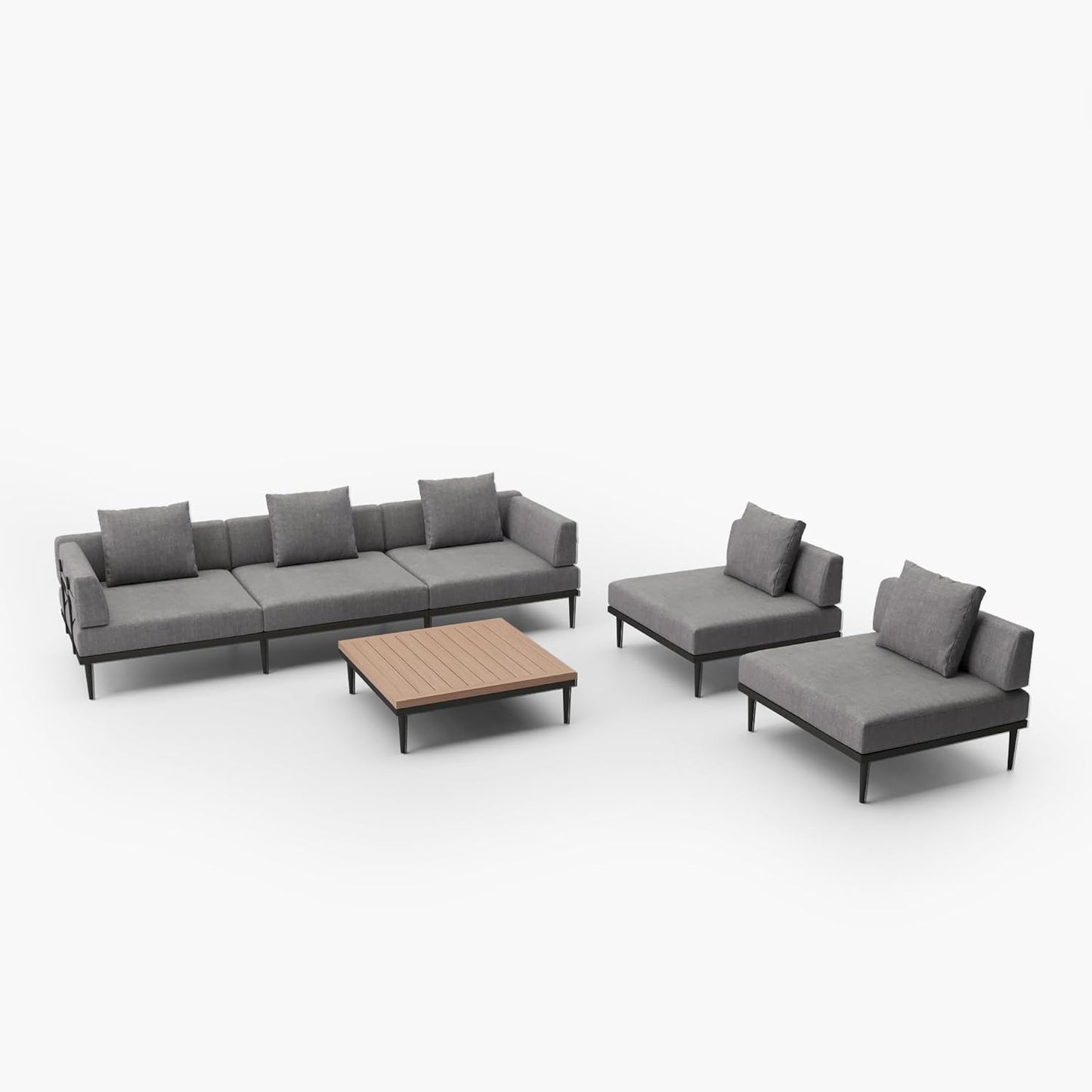 Outdoor L-Shaped Sectional Sofa Set 🌿☀️ | All-Weather Aluminum Patio Furniture for Backyard & Garden Relaxation 🛋️