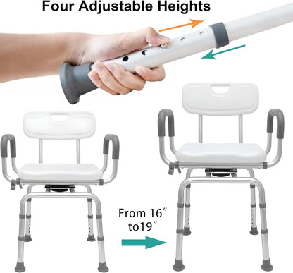 🛁 360° Swivel Shower Chair – Safe, Comfortable & Adjustable for Every Home 🪑✨