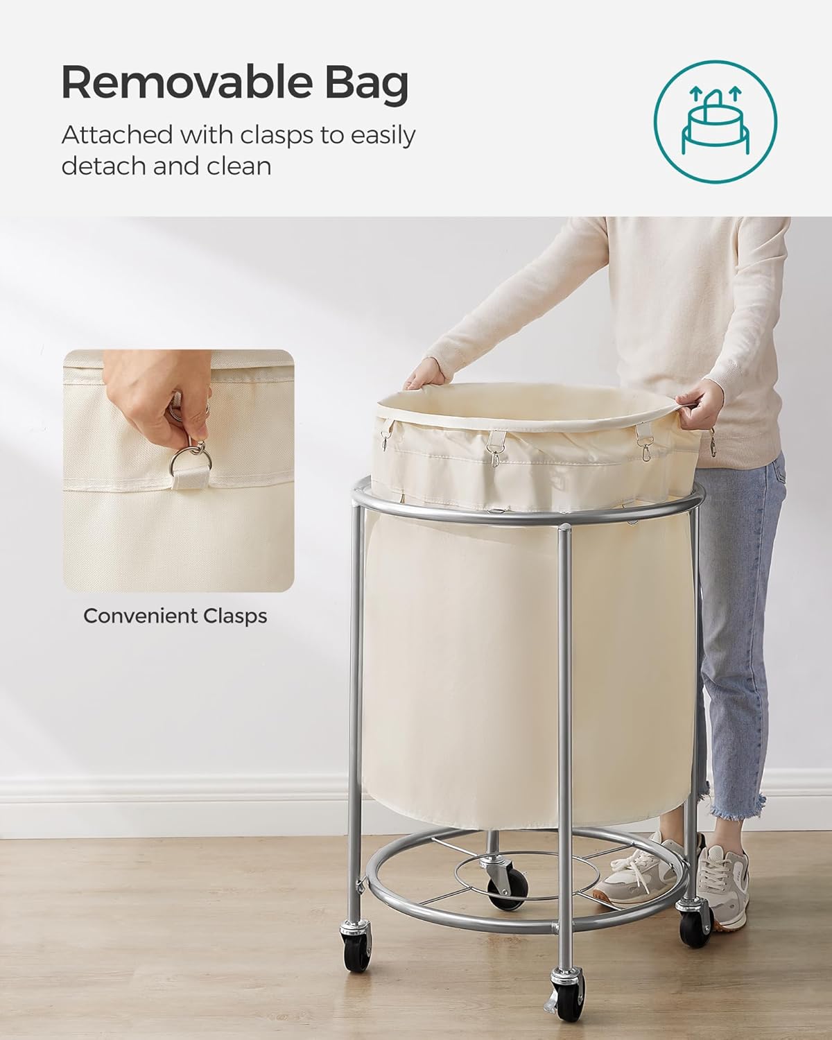 Mobile Laundry Hamper 🧺✨ | Removable Double Basket with Casters for Easy Sorting & Cleaning