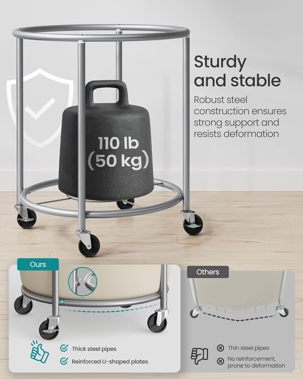 Mobile Laundry Hamper 🧺✨ | Removable Double Basket with Casters for Easy Sorting & Cleaning