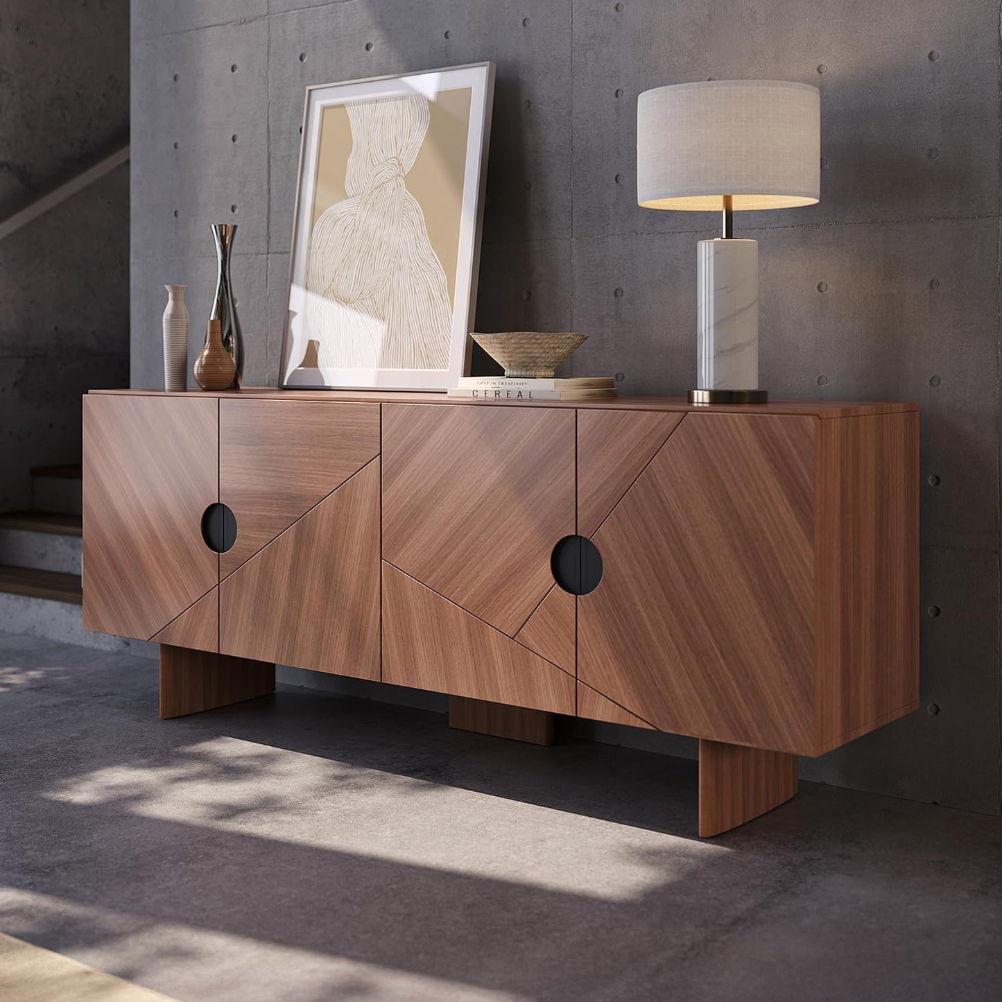 Mid-Century Modern Kitchen Sideboard 🪑✨ Stylish Storage Cabinet for Living Room & Dining Room 🏡🛋️