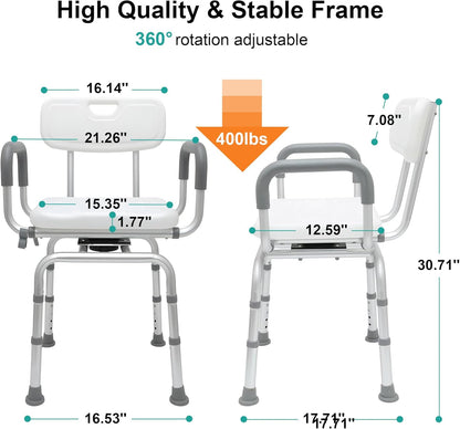 🛁 360° Swivel Shower Chair – Safe, Comfortable & Adjustable for Every Home 🪑✨
