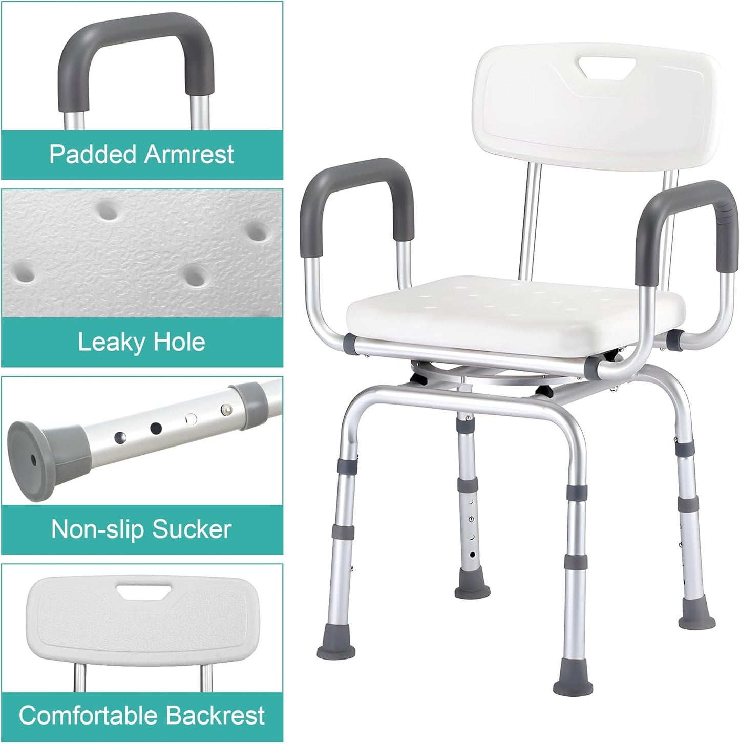🛁 360° Swivel Shower Chair – Safe, Comfortable & Adjustable for Every Home 🪑✨
