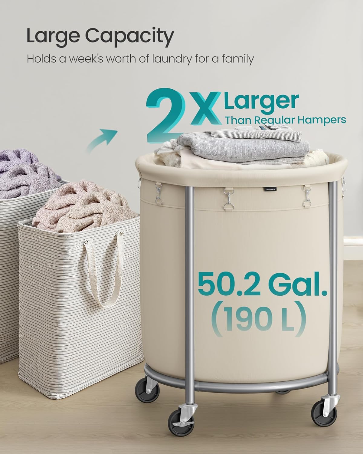 Mobile Laundry Hamper 🧺✨ | Removable Double Basket with Casters for Easy Sorting & Cleaning