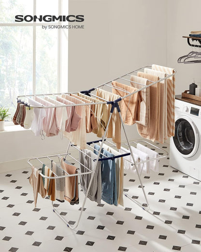 🧺 Multi-Functional Foldable Clothes Drying Rack | 33 Rails + 27 Clips | Adjustable Height, Water & Rust Resistant