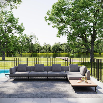 Outdoor L-Shaped Sectional Sofa Set 🌿☀️ | All-Weather Aluminum Patio Furniture for Backyard & Garden Relaxation 🛋️
