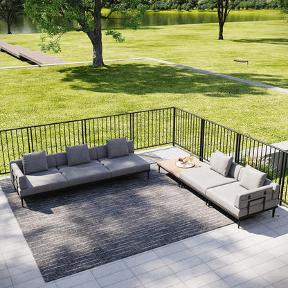 Outdoor L-Shaped Sectional Sofa Set 🌿☀️ | All-Weather Aluminum Patio Furniture for Backyard & Garden Relaxation 🛋️