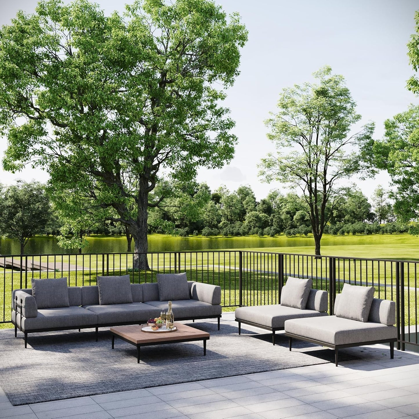 Outdoor L-Shaped Sectional Sofa Set 🌿☀️ | All-Weather Aluminum Patio Furniture for Backyard & Garden Relaxation 🛋️