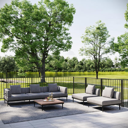 Outdoor L-Shaped Sectional Sofa Set 🌿☀️ | All-Weather Aluminum Patio Furniture for Backyard & Garden Relaxation 🛋️