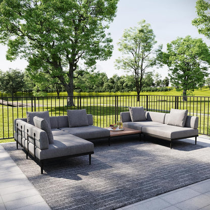 Outdoor L-Shaped Sectional Sofa Set 🌿☀️ | All-Weather Aluminum Patio Furniture for Backyard & Garden Relaxation 🛋️